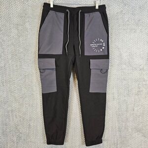 Rock Salt Mens Black Grey Cargo Jogger Pants Techwear Streetwear Small RS350370